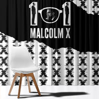 Malcolm X 101 Years Of Resistance Window Curtain Civil Rights Leader Portrait - Monochrome X Pattern