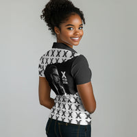 Malcolm X 101 Years Of Resistance Women Polo Shirt Civil Rights Leader Portrait - Monochrome X Pattern
