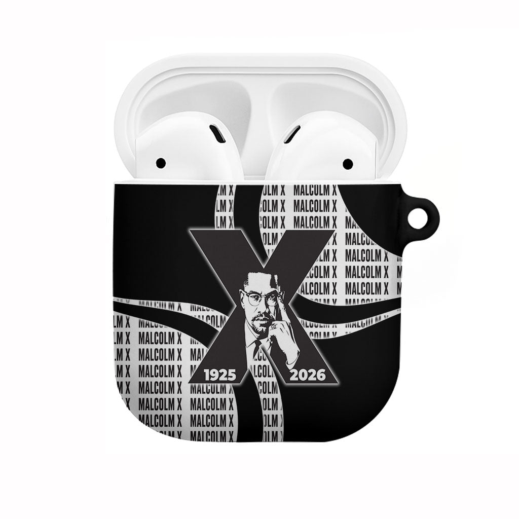 Malcolm X Legacy 1925-2026 AirPods Case African American Heritage - Iconic Portrait Silhouette
