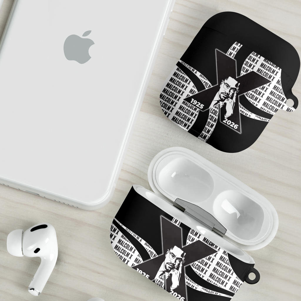 Malcolm X Legacy 1925-2026 AirPods Case African American Heritage - Iconic Portrait Silhouette
