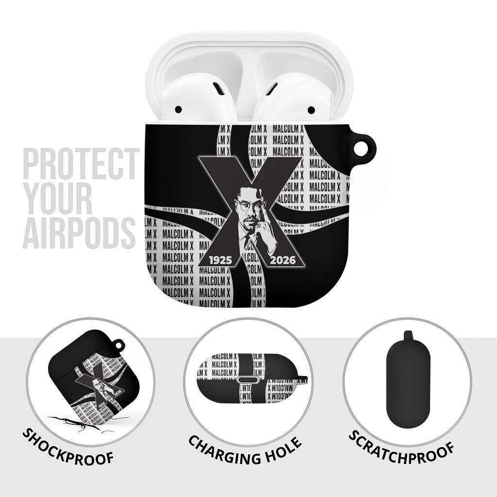 Malcolm X Legacy 1925-2026 AirPods Case African American Heritage - Iconic Portrait Silhouette