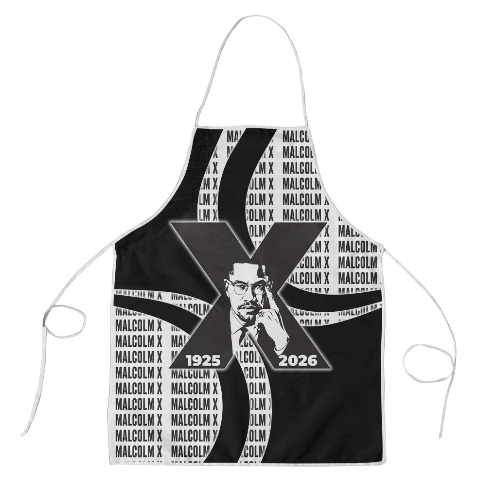 Malcolm X Legacy 1925-2026 Apron African American Heritage - Iconic Portrait Silhouette