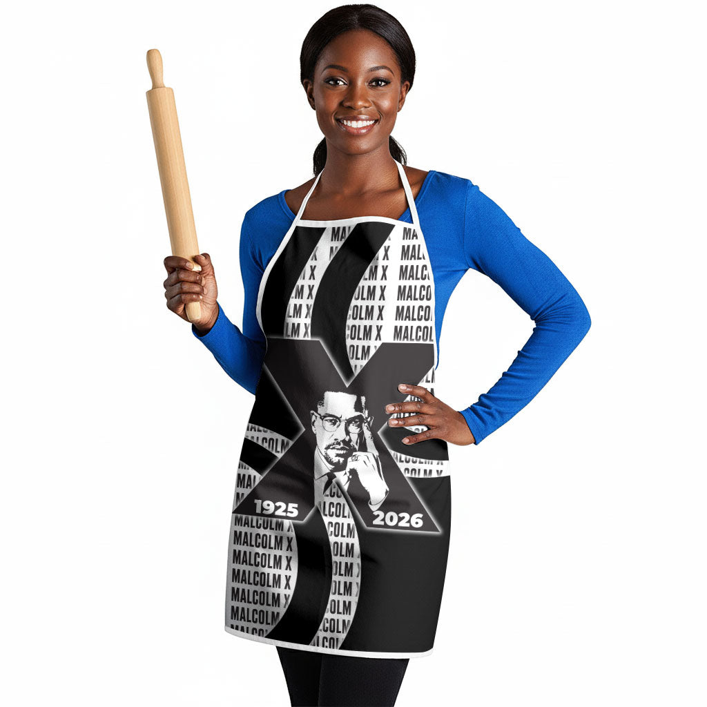 Malcolm X Legacy 1925-2026 Apron African American Heritage - Iconic Portrait Silhouette