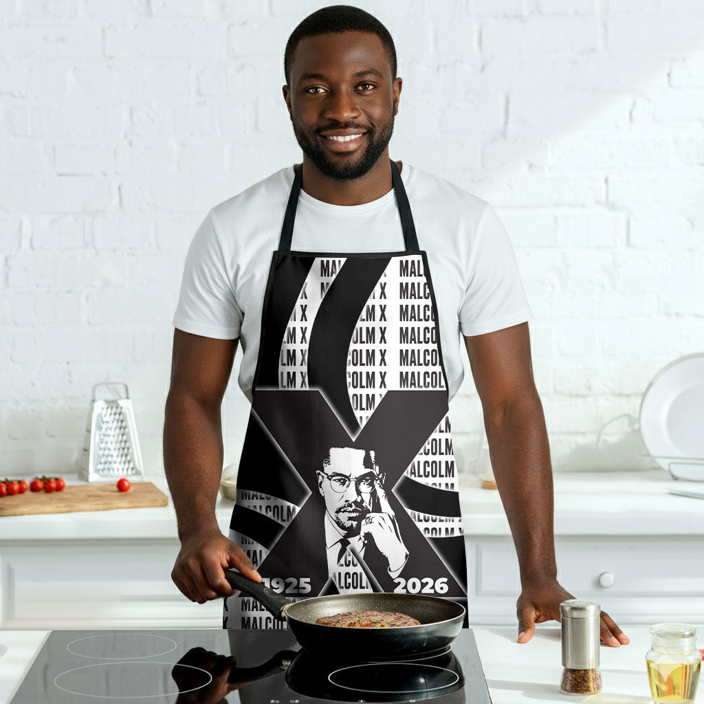 Malcolm X Legacy 1925-2026 Apron African American Heritage - Iconic Portrait Silhouette