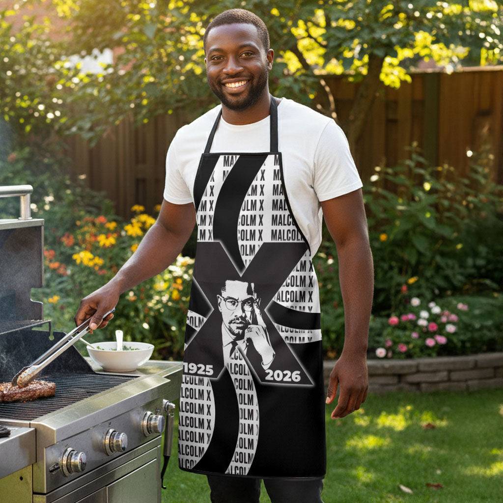 Malcolm X Legacy 1925-2026 Apron African American Heritage - Iconic Portrait Silhouette