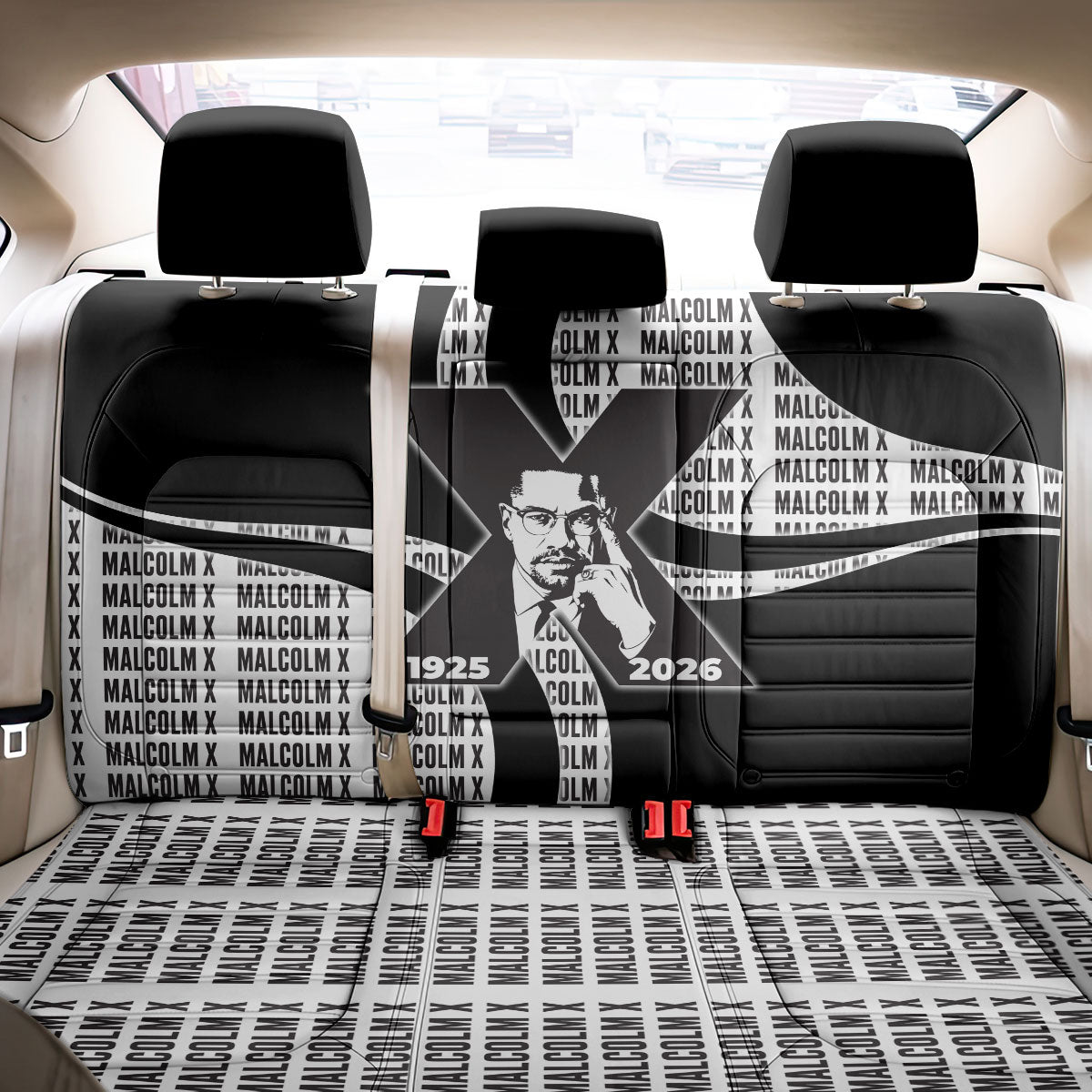 Malcolm X Legacy 1925-2026 Back Car Seat Cover African American Heritage - Iconic Portrait Silhouette