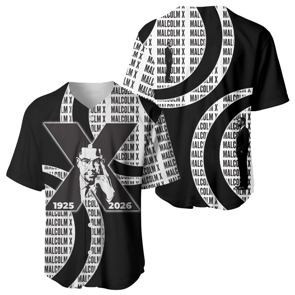 Malcolm X Legacy 1925-2026 Baseball Jersey African American Heritage - Iconic Portrait Silhouette