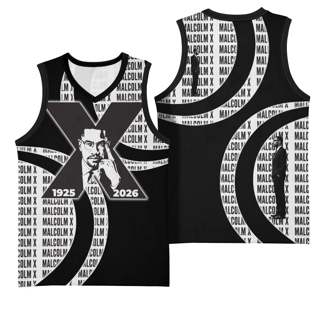 Malcolm X Legacy 1925-2026 Basketball Jersey African American Heritage - Iconic Portrait Silhouette