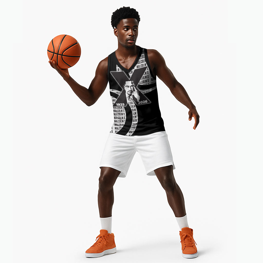 Malcolm X Legacy 1925-2026 Basketball Jersey African American Heritage - Iconic Portrait Silhouette
