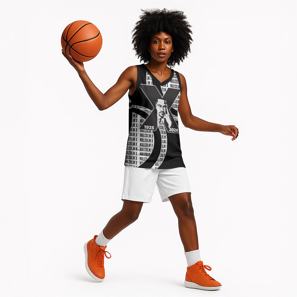 Malcolm X Legacy 1925-2026 Basketball Jersey African American Heritage - Iconic Portrait Silhouette