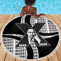 Malcolm X Legacy 1925-2026 Beach Blanket African American Heritage - Iconic Portrait Silhouette