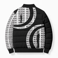 Malcolm X Legacy 1925-2026 Bomber Puffer Jacket African American Heritage - Iconic Portrait Silhouette