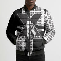Malcolm X Legacy 1925-2026 Bomber Puffer Jacket African American Heritage - Iconic Portrait Silhouette