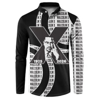 Malcolm X Legacy 1925-2026 Button Sweatshirt African American Heritage - Iconic Portrait Silhouette