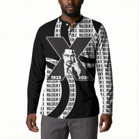 Malcolm X Legacy 1925-2026 Button Sweatshirt African American Heritage - Iconic Portrait Silhouette