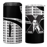 Malcolm X Legacy 1925-2026 4 in 1 Can Cooler Tumbler African American Heritage - Iconic Portrait Silhouette