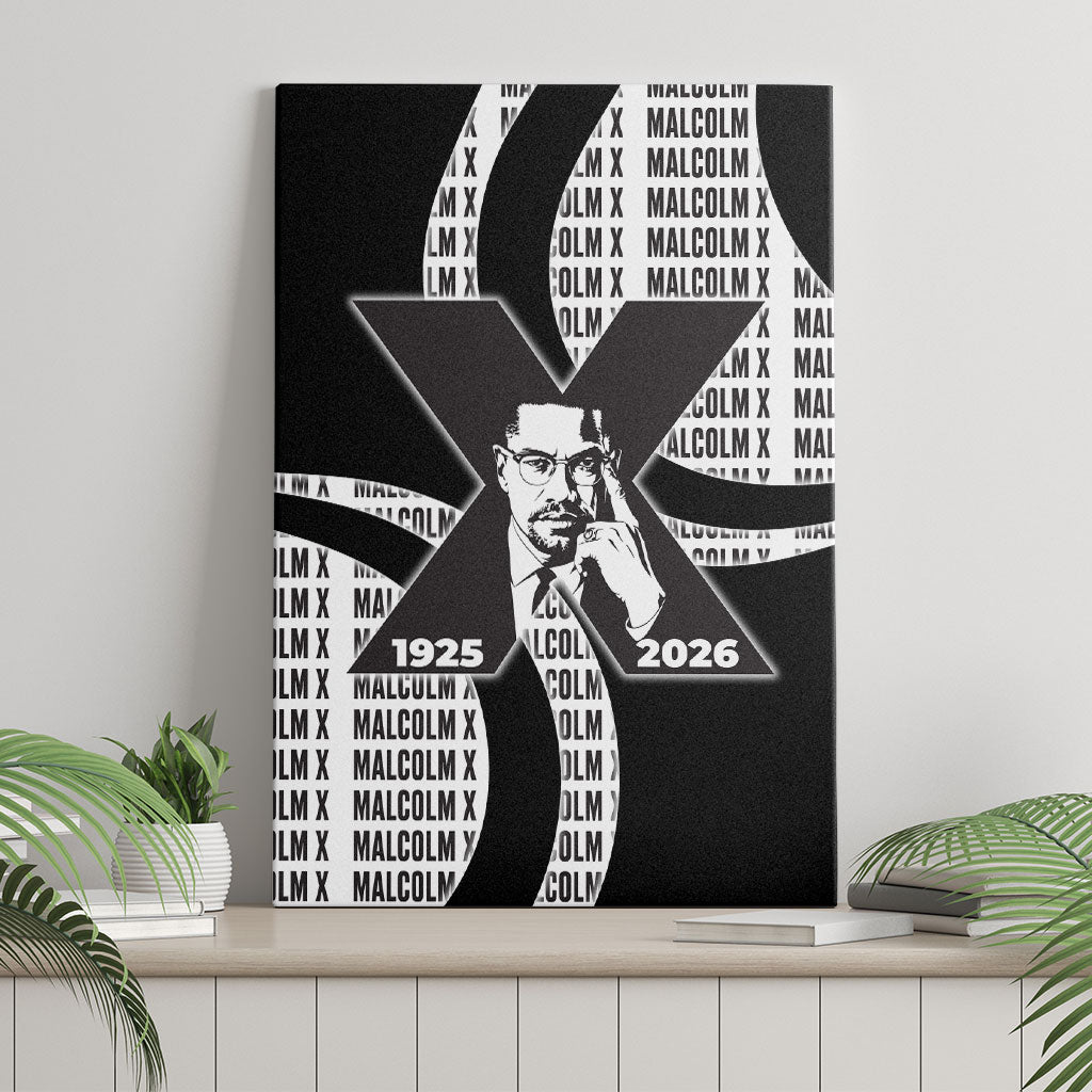Malcolm X Legacy 1925-2026 Canvas Wall Art African American Heritage - Iconic Portrait Silhouette