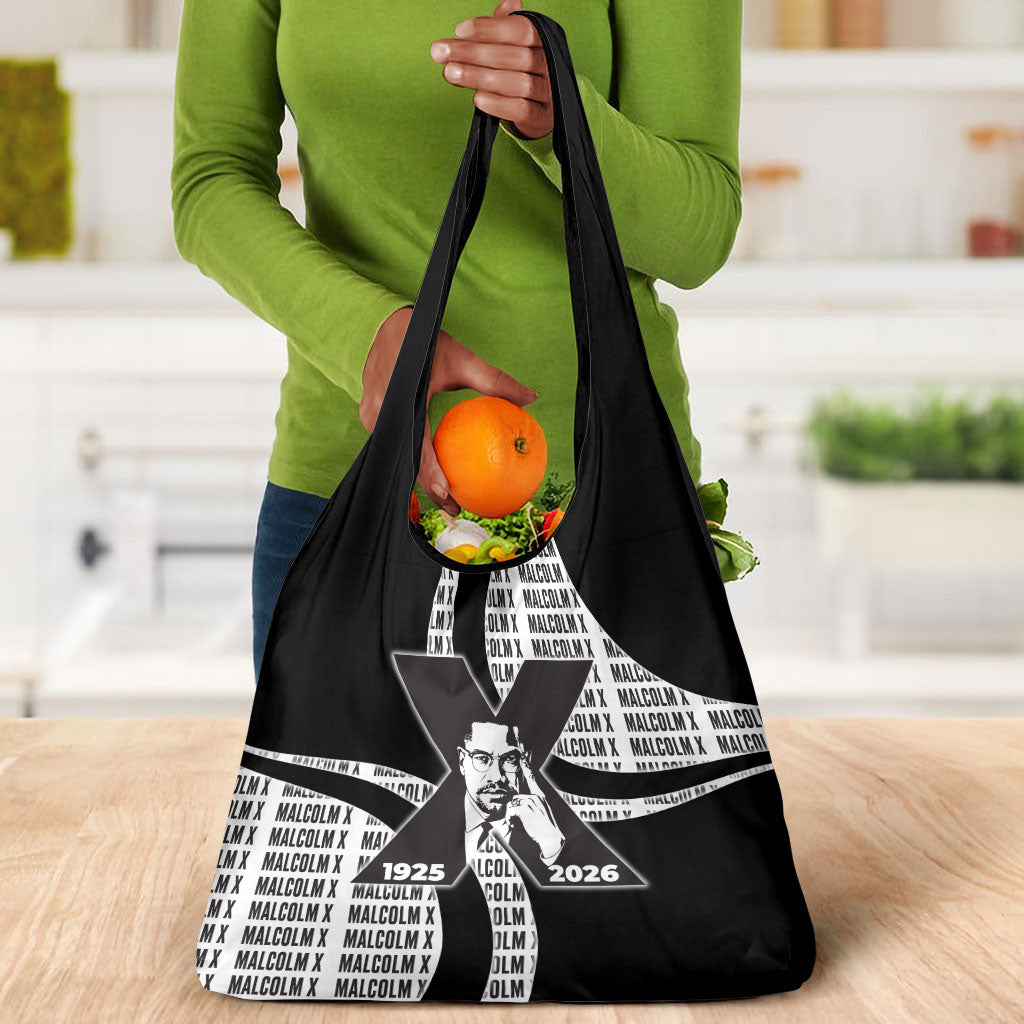 Malcolm X Legacy 1925-2026 Grocery Bag African American Heritage - Iconic Portrait Silhouette