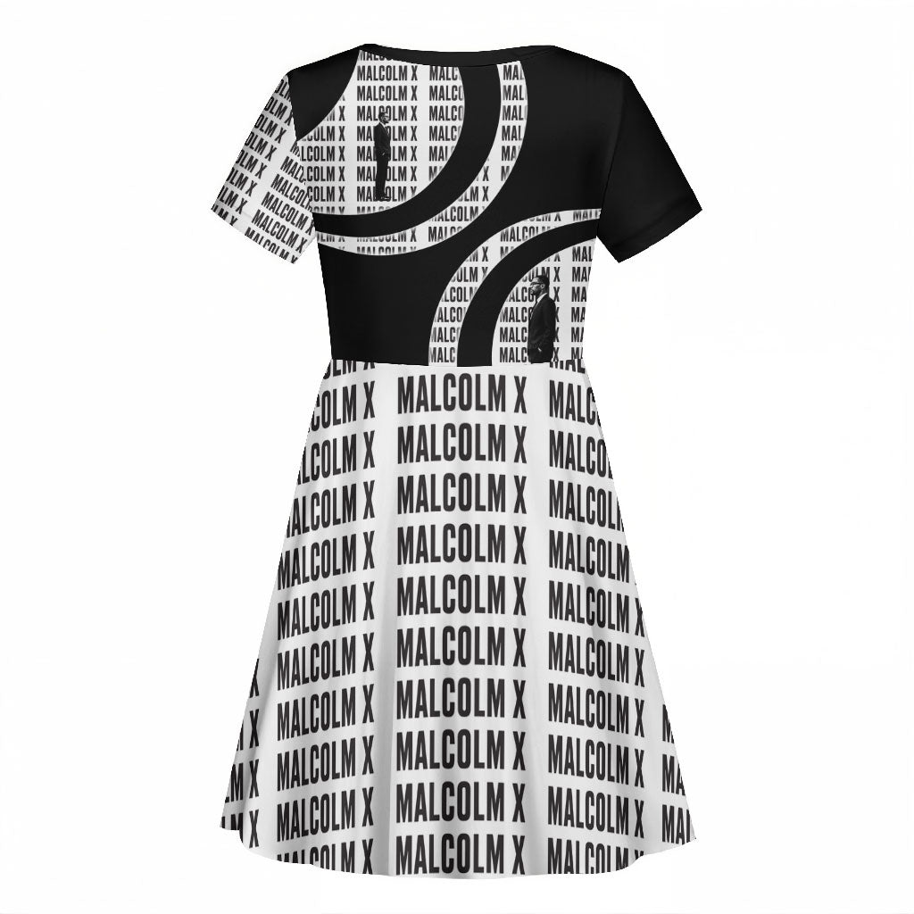 Malcolm X Legacy 1925-2026 Kid Short Sleeve Dress African American Heritage - Iconic Portrait Silhouette
