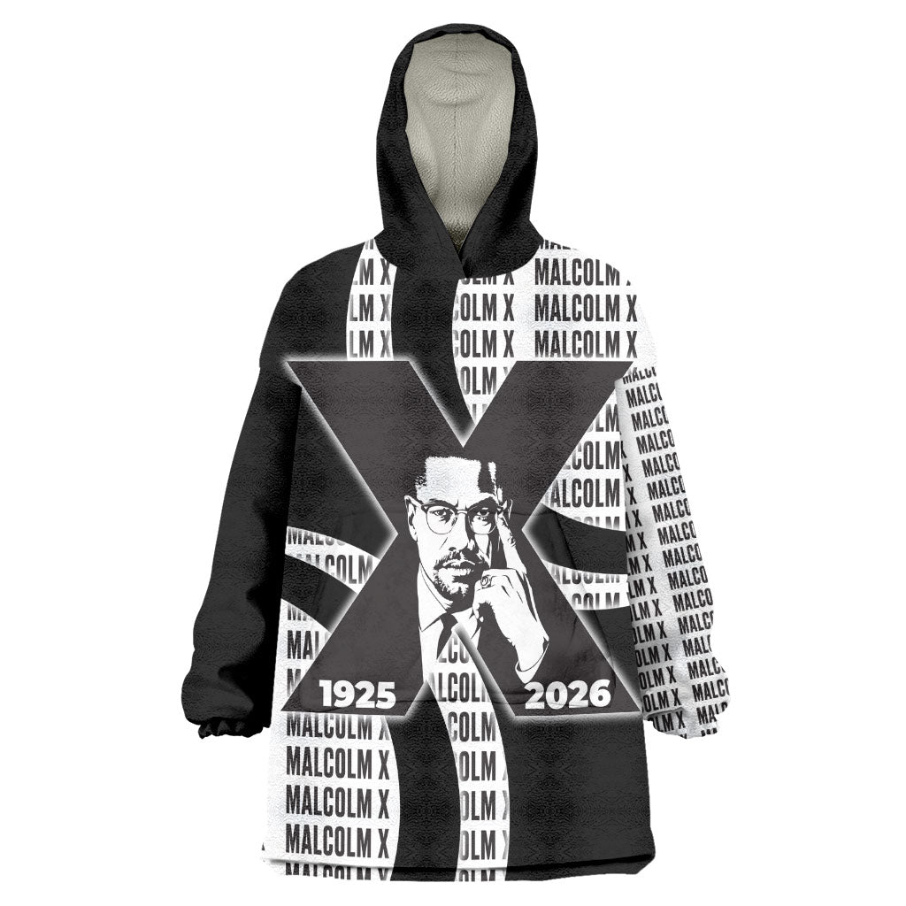 Malcolm X Legacy 1925-2026 Kid Wearable Blanket Hoodie African American Heritage - Iconic Portrait Silhouette