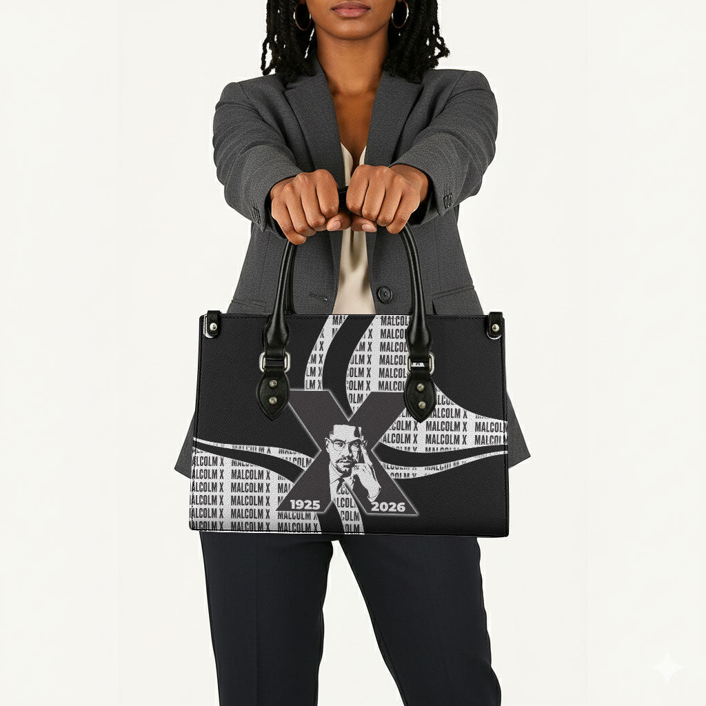 Malcolm X Legacy 1925-2026 Leather Bag African American Heritage - Iconic Portrait Silhouette
