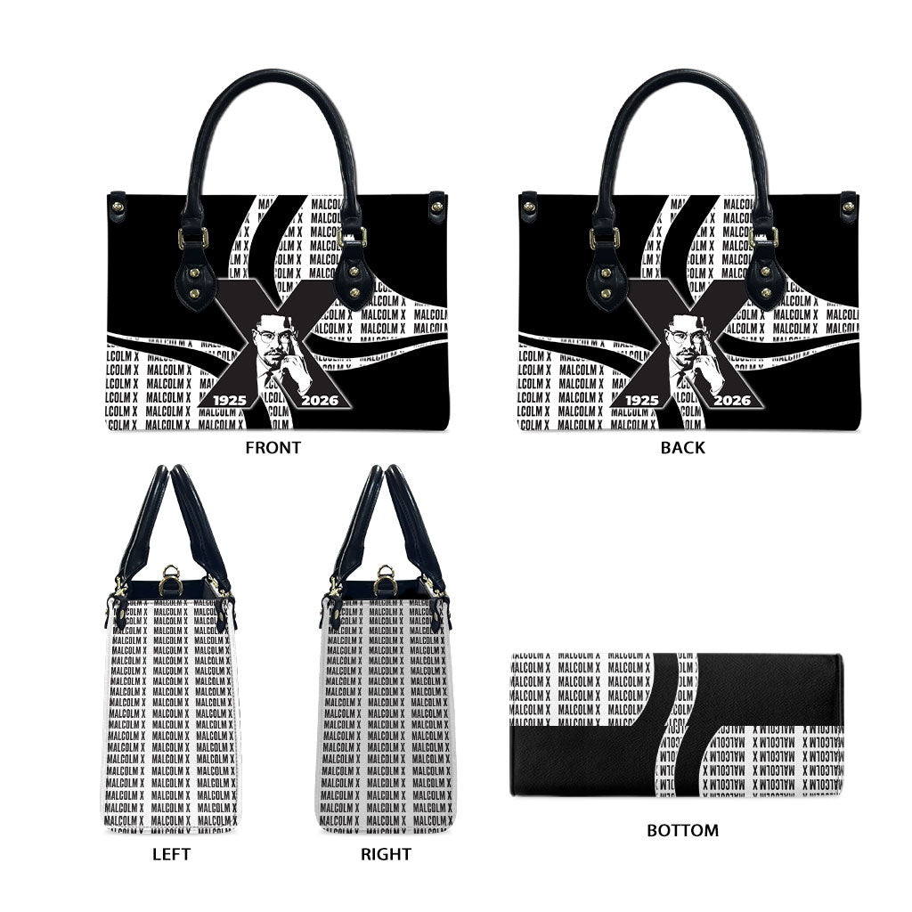 Malcolm X Legacy 1925-2026 Leather Bag African American Heritage - Iconic Portrait Silhouette