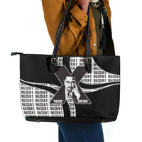 Malcolm X Legacy 1925-2026 Leather Tote Bag African American Heritage - Iconic Portrait Silhouette
