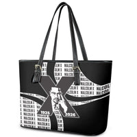 Malcolm X Legacy 1925-2026 Leather Tote Bag African American Heritage - Iconic Portrait Silhouette