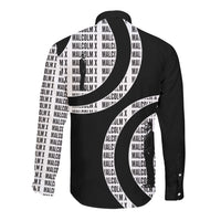 Malcolm X Legacy 1925-2026 Long Sleeve Button Shirt African American Heritage - Iconic Portrait Silhouette