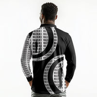 Malcolm X Legacy 1925-2026 Long Sleeve Polo Shirt African American Heritage - Iconic Portrait Silhouette