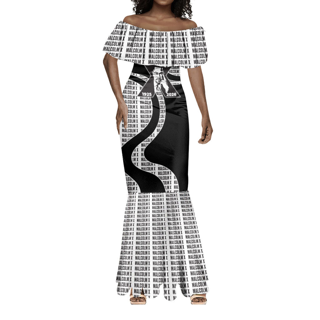 Malcolm X Legacy 1925-2026 Mermaid Dress African American Heritage - Iconic Portrait Silhouette