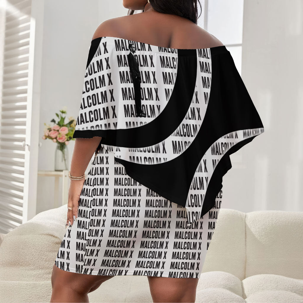 Malcolm X Legacy 1925-2026 Off Shoulder Short Dress African American Heritage - Iconic Portrait Silhouette