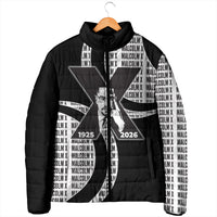 Malcolm X Legacy 1925-2026 Padded Jacket African American Heritage - Iconic Portrait Silhouette