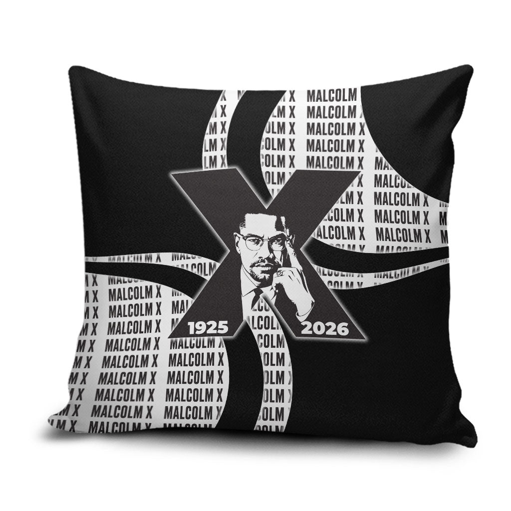 Malcolm X Legacy 1925-2026 Pillow Cover African American Heritage - Iconic Portrait Silhouette