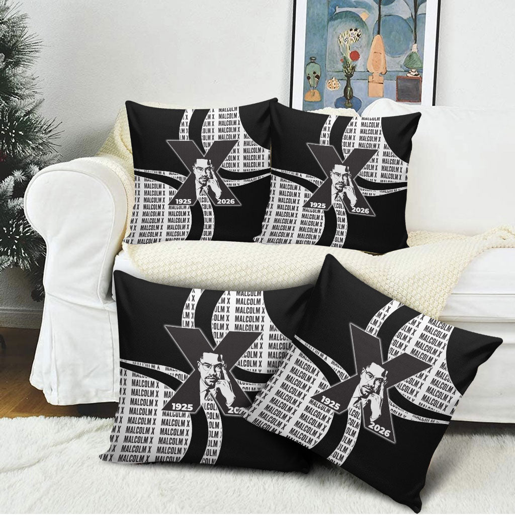Malcolm X Legacy 1925-2026 Pillow Cover African American Heritage - Iconic Portrait Silhouette