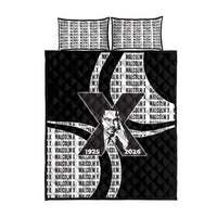 Malcolm X Legacy 1925-2026 Quilt Bed Set African American Heritage - Iconic Portrait Silhouette