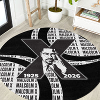 Malcolm X Legacy 1925-2026 Round Carpet African American Heritage - Iconic Portrait Silhouette