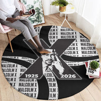 Malcolm X Legacy 1925-2026 Round Carpet African American Heritage - Iconic Portrait Silhouette