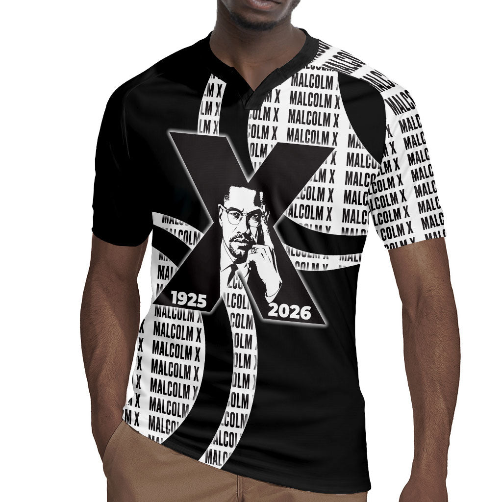 Malcolm X Legacy 1925-2026 Rugby Jersey African American Heritage - Iconic Portrait Silhouette