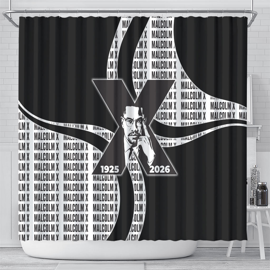 Malcolm X Legacy 1925-2026 Shower Curtain African American Heritage - Iconic Portrait Silhouette
