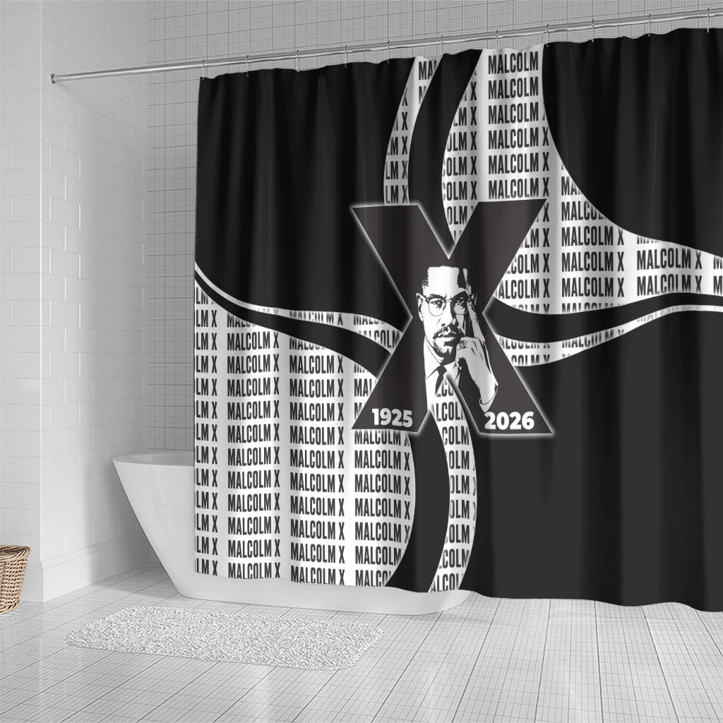 Malcolm X Legacy 1925-2026 Shower Curtain African American Heritage - Iconic Portrait Silhouette