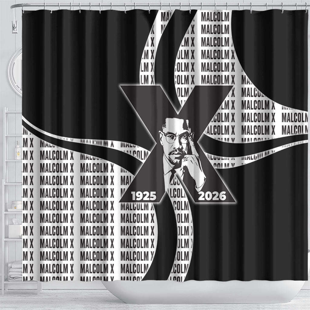 Malcolm X Legacy 1925-2026 Shower Curtain African American Heritage - Iconic Portrait Silhouette