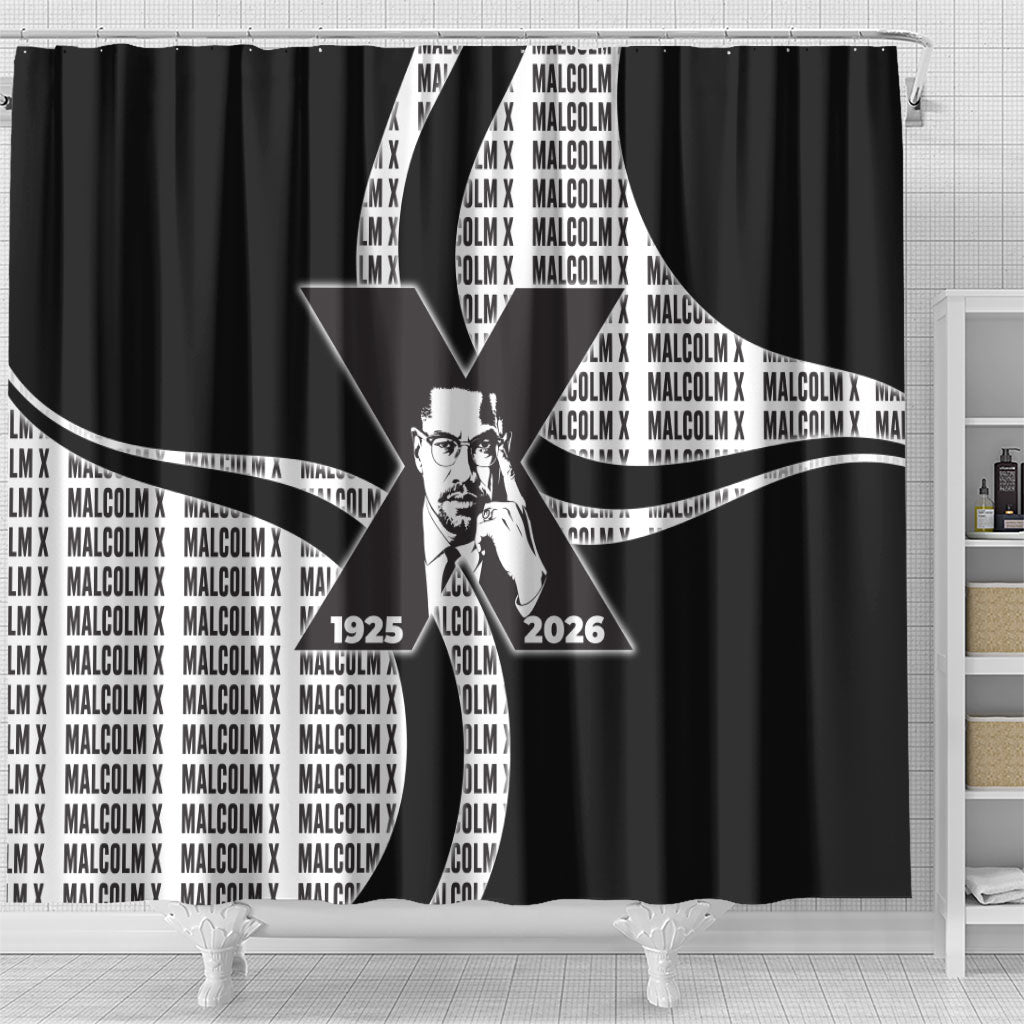 Malcolm X Legacy 1925-2026 Shower Curtain African American Heritage - Iconic Portrait Silhouette