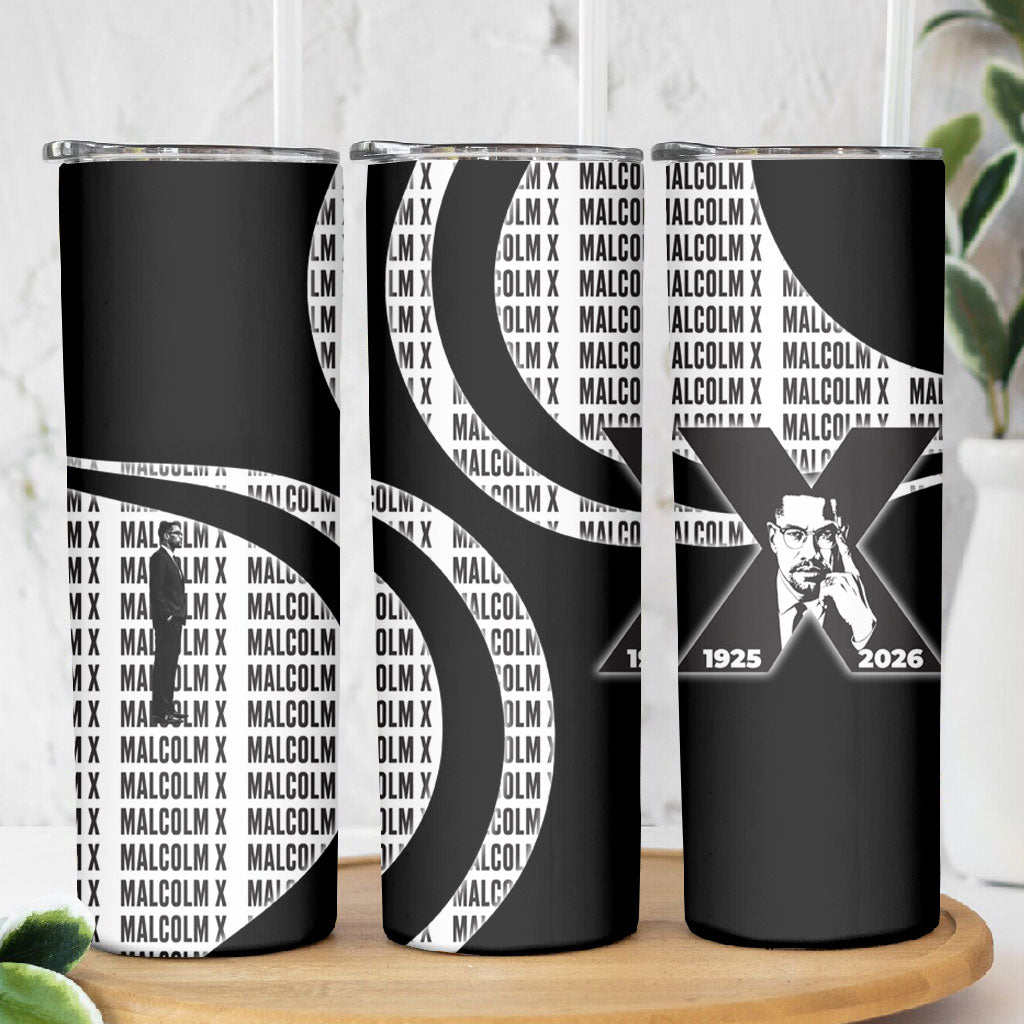 Malcolm X Legacy 1925-2026 Skinny Tumbler African American Heritage - Iconic Portrait Silhouette