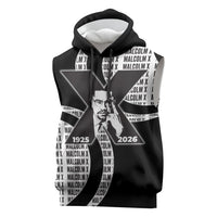 Malcolm X Legacy 1925-2026 Sleeveless Hoodie African American Heritage - Iconic Portrait Silhouette