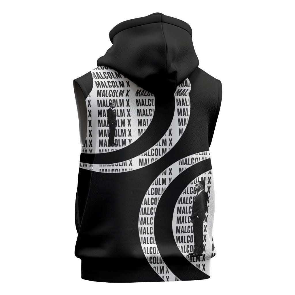 Malcolm X Legacy 1925-2026 Sleeveless Hoodie African American Heritage - Iconic Portrait Silhouette