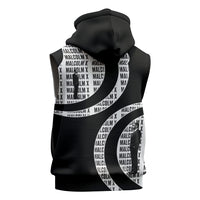 Malcolm X Legacy 1925-2026 Sleeveless Zip Hoodie African American Heritage - Iconic Portrait Silhouette