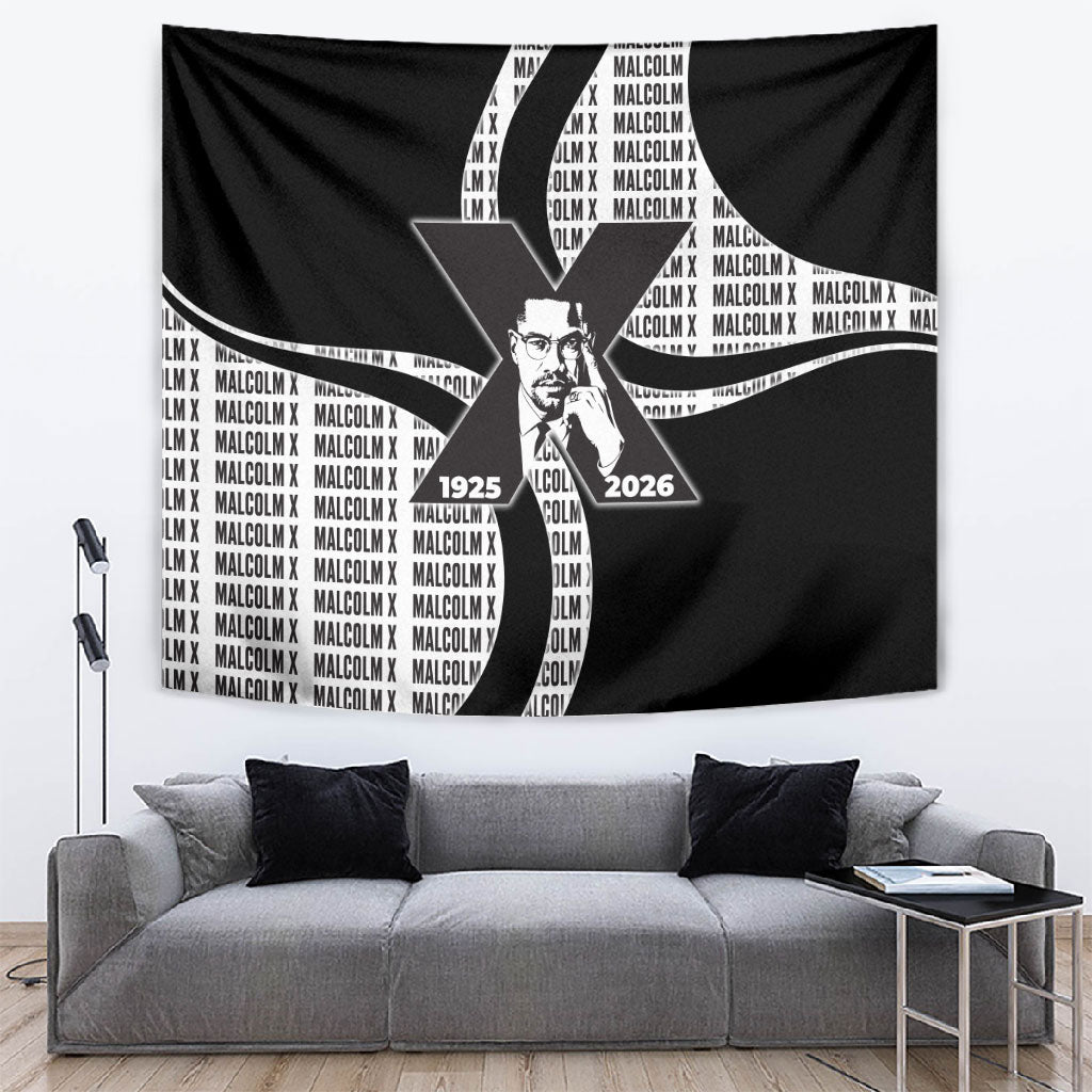 Malcolm X Legacy 1925-2026 Tapestry African American Heritage - Iconic Portrait Silhouette