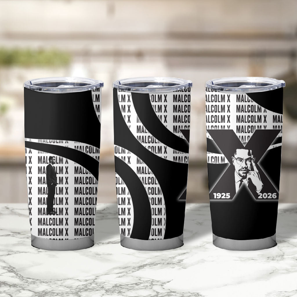 Malcolm X Legacy 1925-2026 Tumbler Cup African American Heritage - Iconic Portrait Silhouette