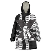 Malcolm X Legacy 1925-2026 Wearable Blanket Hoodie African American Heritage - Iconic Portrait Silhouette